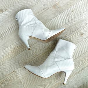 Free People Willa White Leather Ankle Booties | Size 36